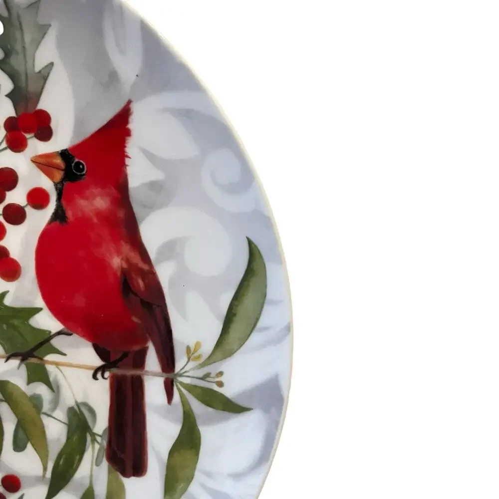 Mikasa Charming Cardinal Christmas Bone China Salad Plates 9in Set of 4 New